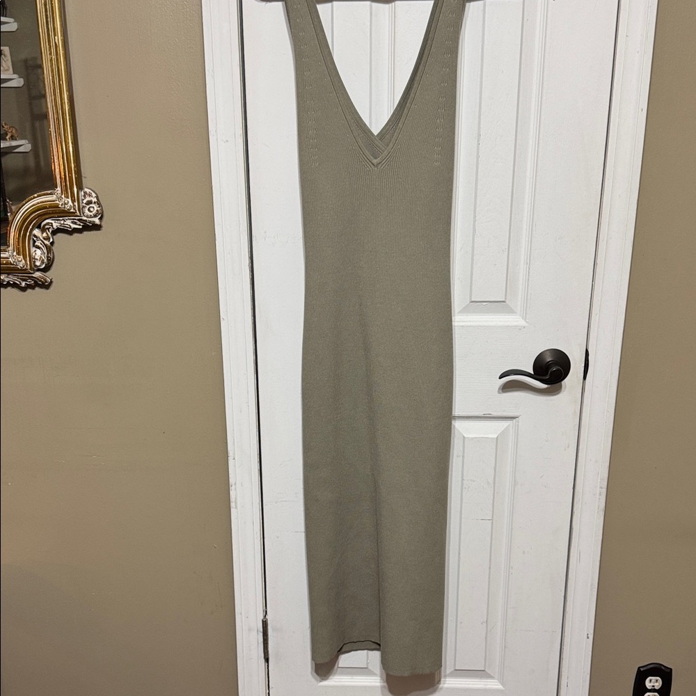 NWT Club Monaco Ribbed Cross Back Dress Oak Mossy Green Size XL